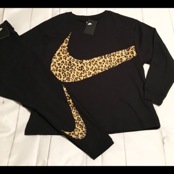 Nike Pants - New Nike leopard outfit sweatshirt legging set 2X
